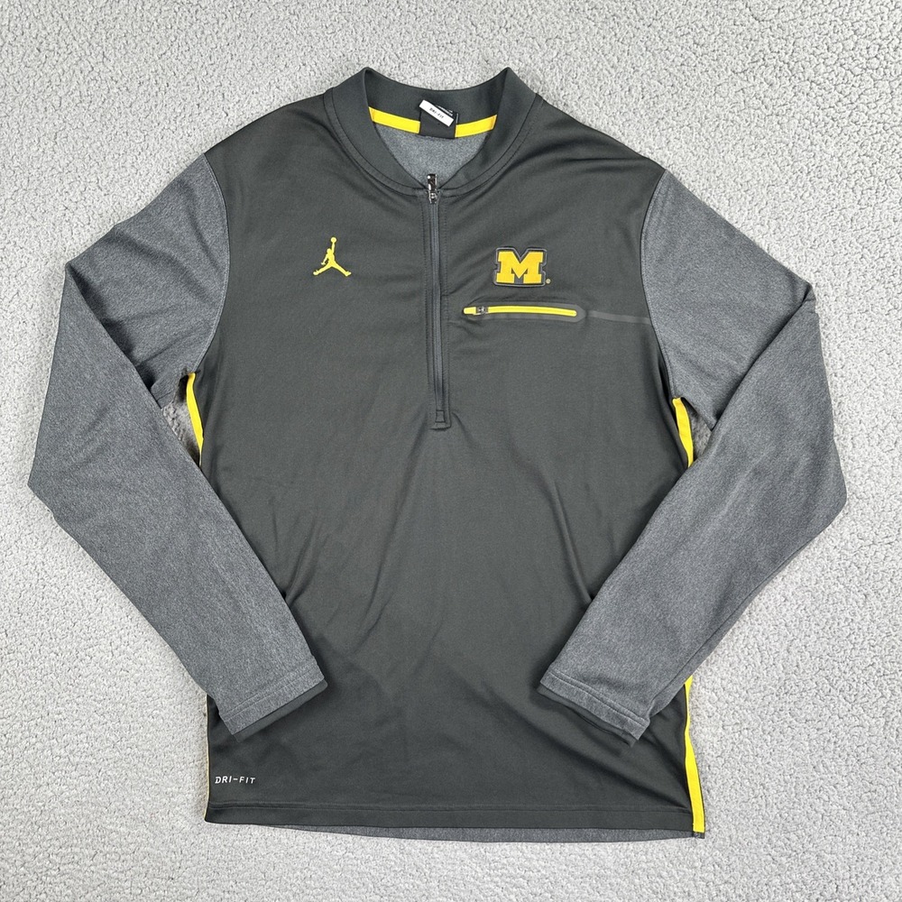 Nike Air Jordan Michigan Wolverines 1/4 Zip Lightweight Jacket Men Medium Grey